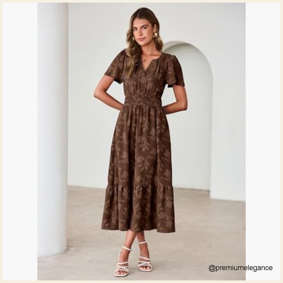 Summer Maxi Dress V-Neck Empire Waist Floral Boho Wedding Guest - Picture 7 of 7